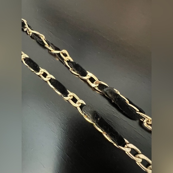 Retro chain belt with beads and tassles accents, black and gold tone - Picture 4 of 9